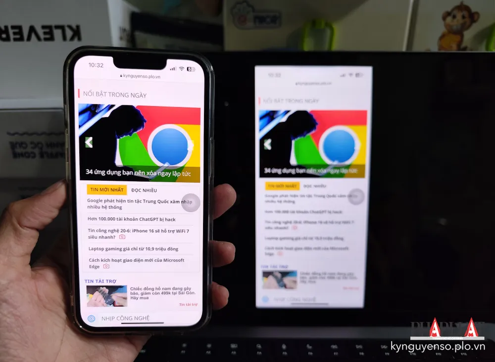 Phản chiếu màn hình iPhone lên máy Mac. Ảnh: MINH HOÀNG