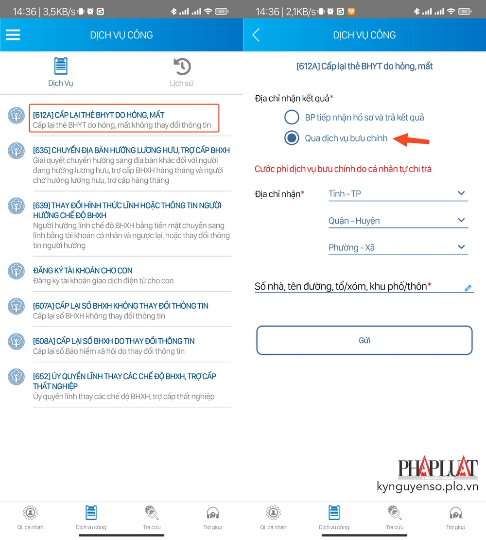 Làm lại thẻ BHYT online trên VssID. Ảnh: MINH HOÀNG