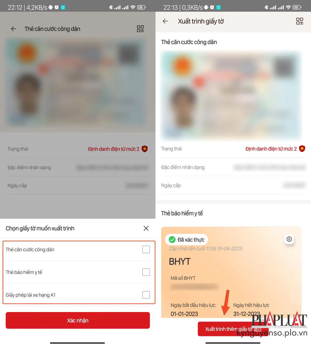 Xuất trình nhanh các giấy tờ cần thiết thay cho giấy tờ vật lý. Ảnh: MINH HOÀNG