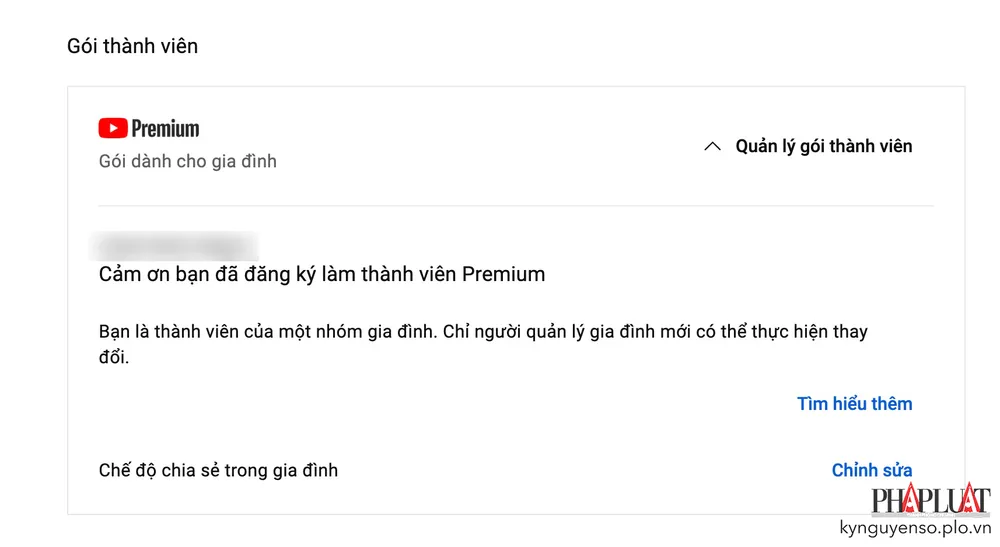 youtube-premium-gia-dinh Mua YouTube Premium gói gia đình để tiết kiệm chi phí. Ảnh: TIỂU MINH