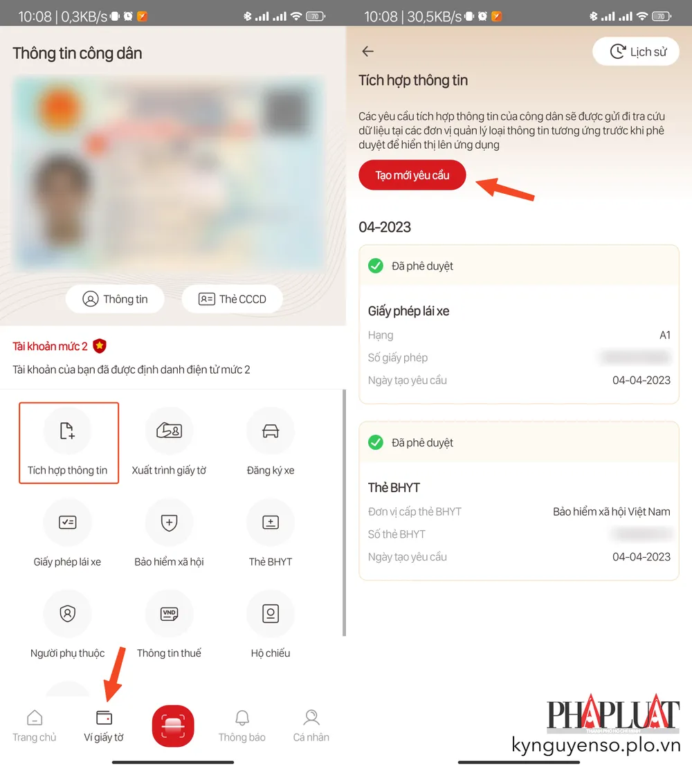 Tích hợp thêm giấy tờ xe vào ứng dụng VNeID. Ảnh: MINH HOÀNG