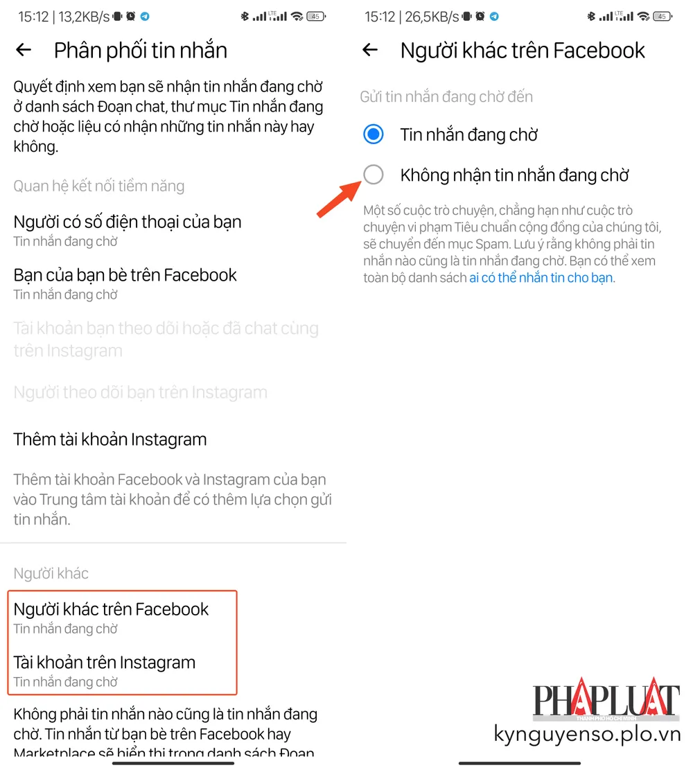Hạn chế tin nhắn từ người lạ trên Messenger. Ảnh: MINH HOÀNG