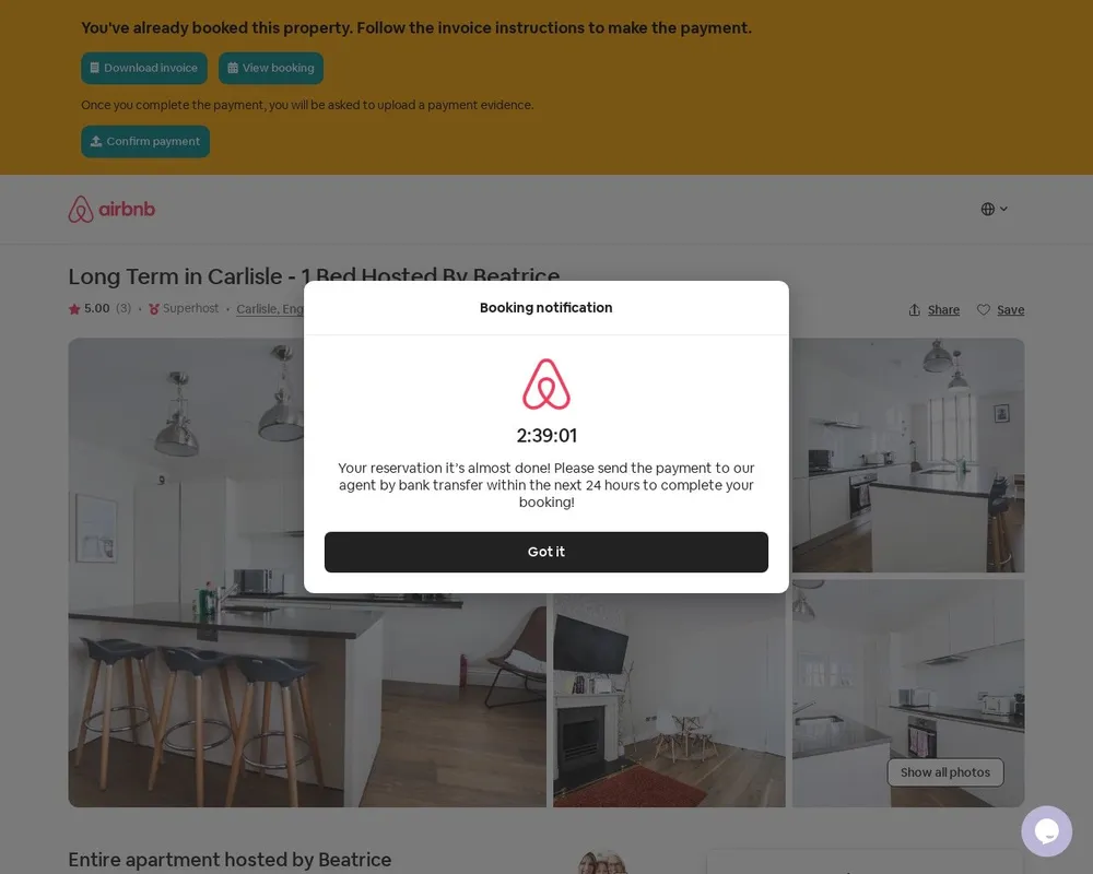 Trang web Airbnb giả kêu gọi du khách trả tiền cho một căn phòng không tồn tại.