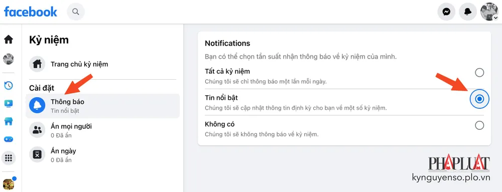 kiem-soat-thong-bao-ky-niem-tren-facebook Kiểm soát tính năng Memories (kỷ niệm) trên Facebook. Ảnh: TIỂU MINH