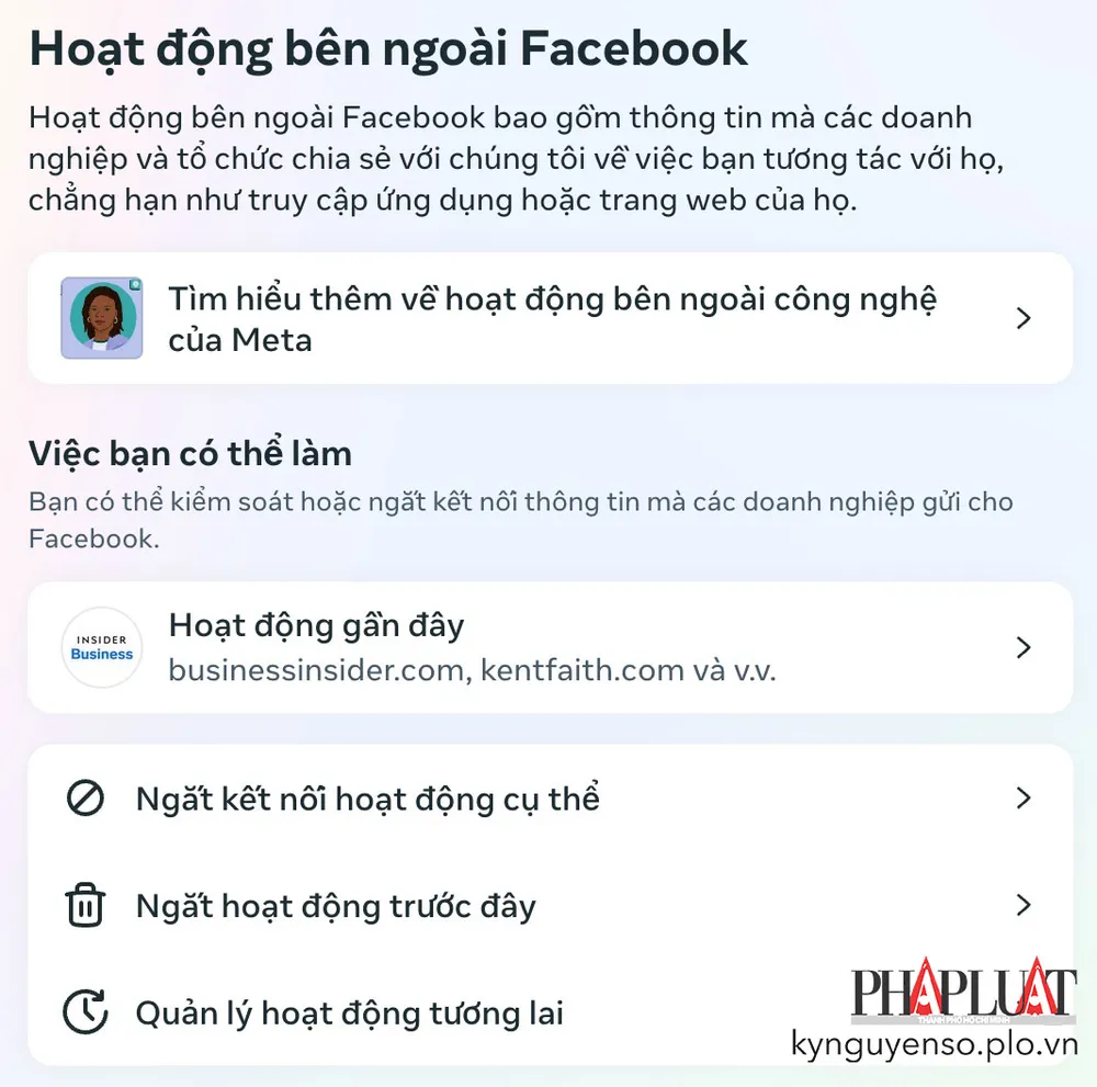 ngan-cac-cong-ty-theo-doi-hoat-dong-cua-ban-ngoai-facebook Ngăn các công ty theo dõi hoạt động của bạn. Ảnh: TIỂU MINH