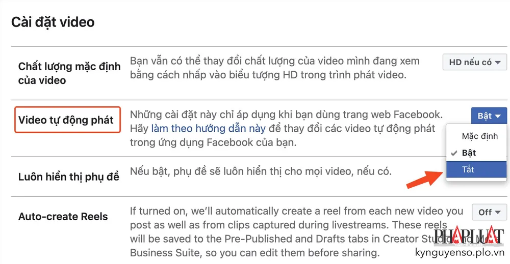 tat-tinh-nang-tu-dong-phat-video Tắt tính năng tự động phát video trên Facebook. Ảnh: TIỂU MINH