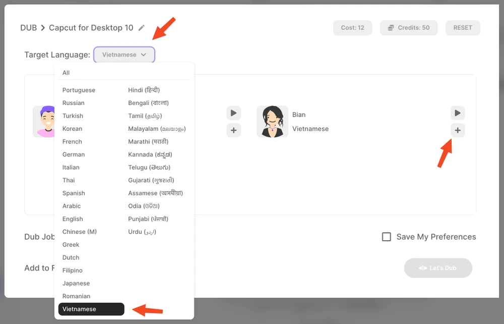 cach-dich-giong-noi-trong-video-sang-ngon-ngu-bat-ky Tải video lên và chọn ngôn ngữ cần dịch. Ảnh: TIỂU MINH