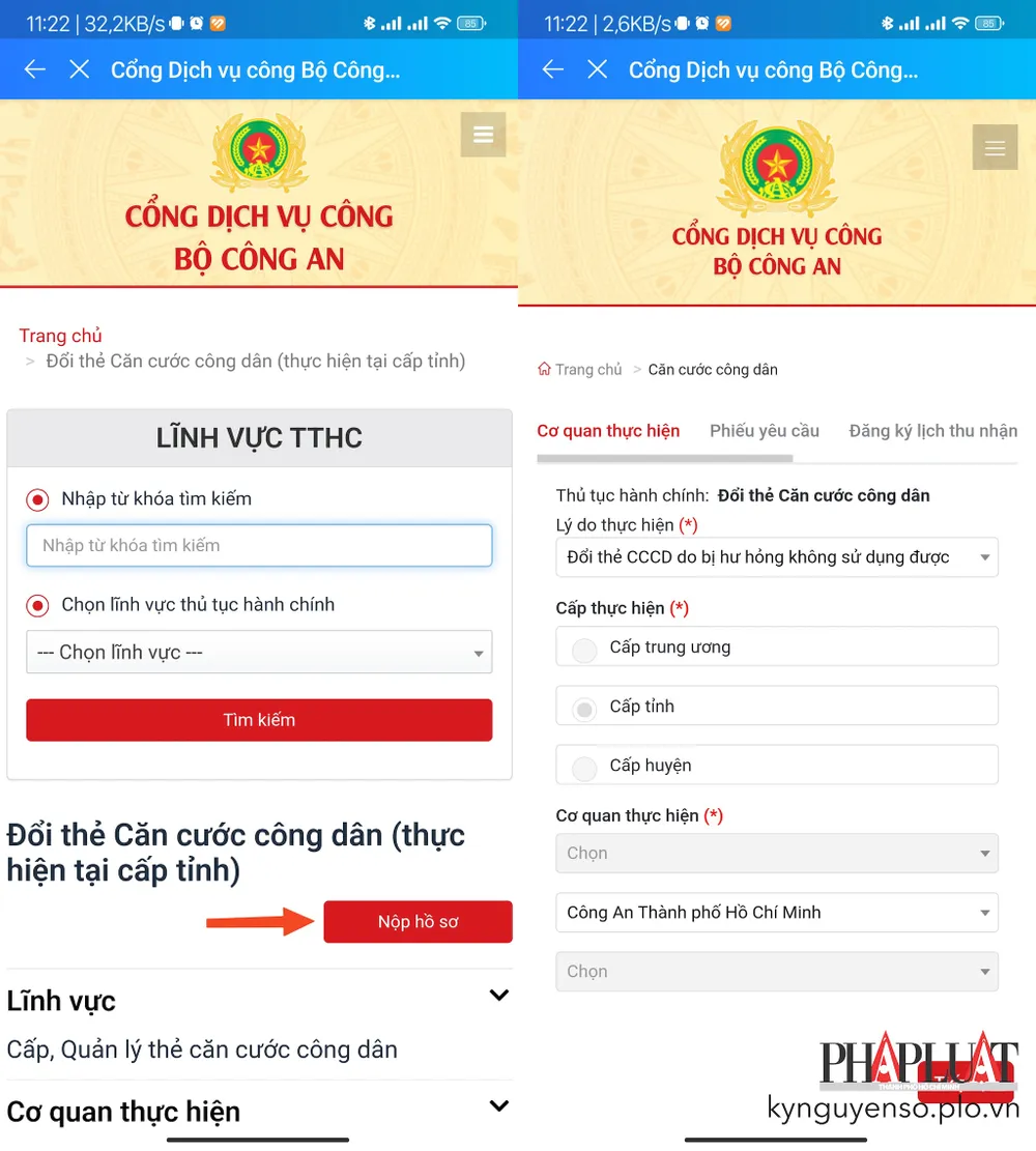 Chọn lý do đổi lại CCCD. Ảnh: MINH HOÀNG