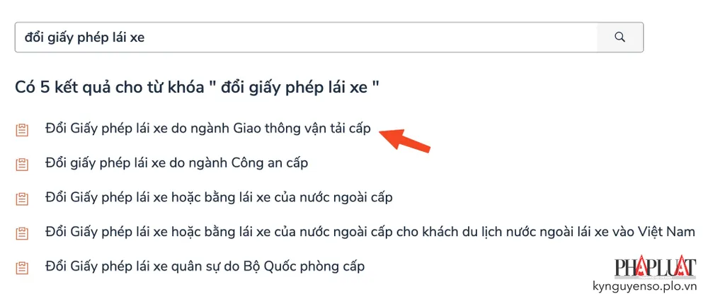 Chọn dịch vụ đổi giấy phép lái xe tương ứng. Ảnh: MINH HOÀNG