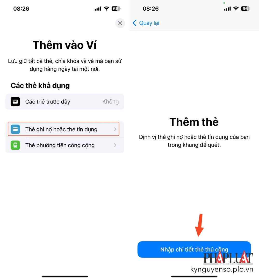 cach-them-the-vao-vi-apple Cách thêm thẻ vào ví Apple. Ảnh: MINH HOÀNG
