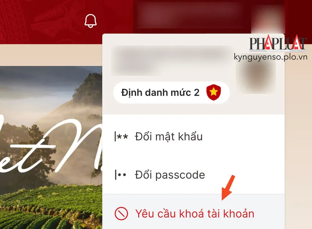 Yêu cầu khóa tài khoản VNeID. Ảnh: MINH HOÀNG