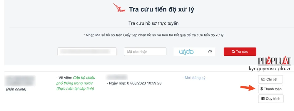 tra-cuu-tien-do-lam-ho-so-ho-chieu-gan-chip Tra cứu tiến độ xử lý hồ sơ làm hộ chiếu online trên cổng dịch vụ công. Ảnh: MINH HOÀNG