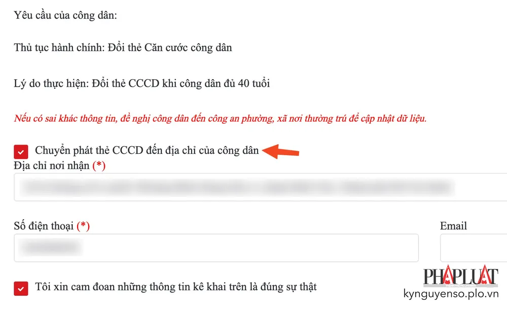 Chuyển phát CCCD về tận nhà. Ảnh: MINH HOÀNG