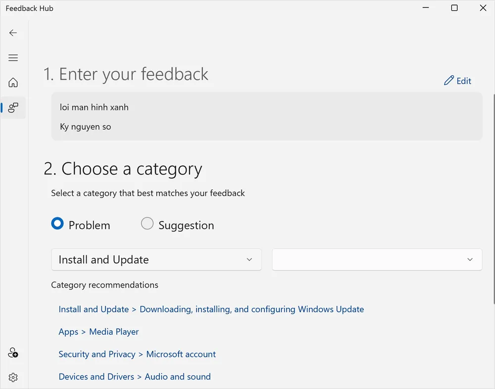 Gửi báo cáo lỗi cho Microsoft. Ảnh: TIỂU MINH