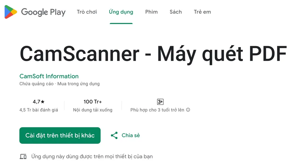 CamScanner từng bị phát hiện có chứa phần mềm độc hại. Ảnh: TIỂU MINH