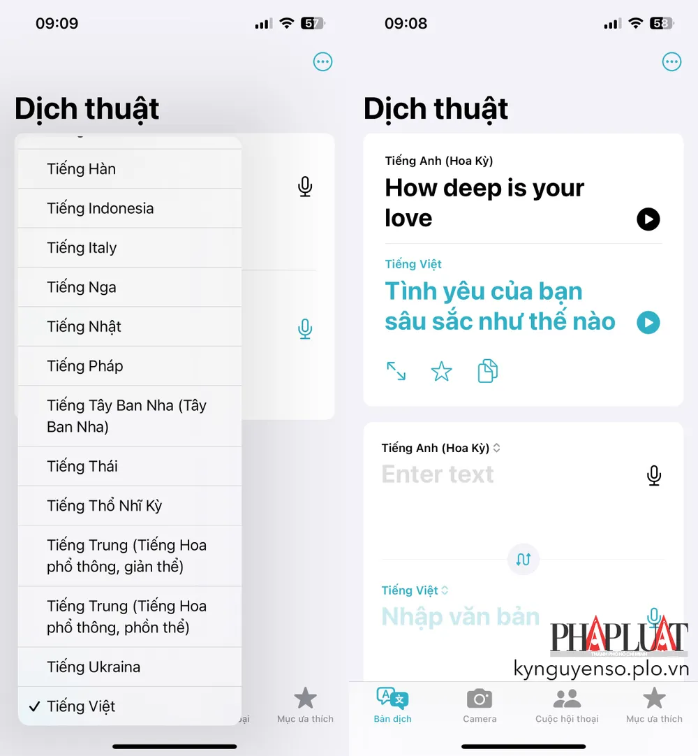 Dịch văn bản nhanh chóng bằng iPhone. Ảnh: TIỂU MINH