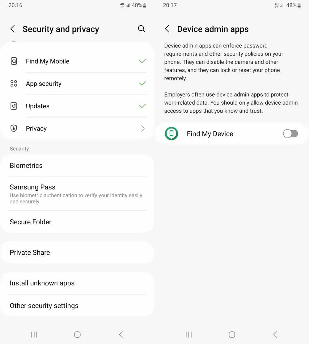thu hồi quyền admin trên android