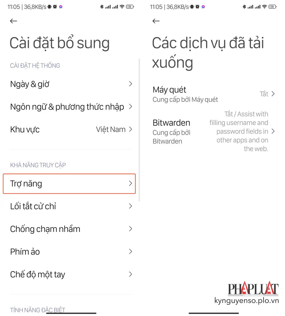 Thu hồi quyền truy cập trợ năng của ứng dụng thuế giả mạo. Ảnh: TIỂU MINH Thu hồi quyền truy cập trợ năng của ứng dụng thuế giả mạo