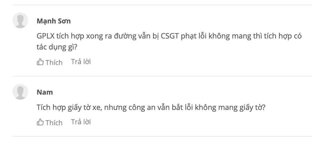 Bạn đọc thắc mắc vì sao đã tích hợp GPLX vào VNeID nhưng vẫn bị CSGT phạt vì không mang theo bản cứng. Ảnh: TIỂU MINH Bạn đọc thắc mắc vì sao đã tích hợp GPLX vào VNeID nhưng vẫn bị CSGT phạt vì không mang theo bản cứng. Ảnh: TIỂU MINH