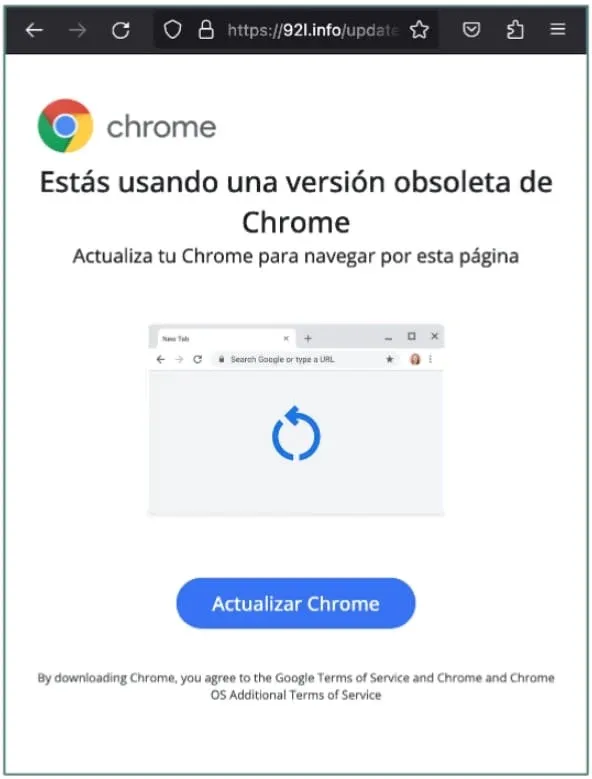 Thông báo cập nhật Google Chrome giả mạo để tải xuống file APK có chứa phần mềm độc hại ngân hàng Xenomorph. Ảnh: ThreatFabric thong-bao-cap-nhat-chrome-gia-mao-de-tai-xuong-phan-mem-doc-hai-ngan-hang-Xenomorph.jpeg