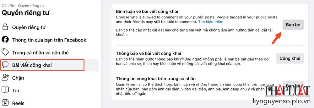 Chặn bình luận của người lạ trên các bài viết công khai trên Facebook. Ảnh: MINH HOÀNG Chặn bình luận của người lạ trên các bài viết công khai trên Facebook. Ảnh: MINH HOÀNG