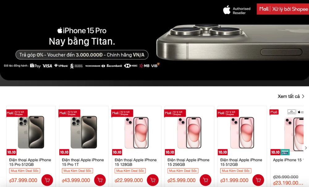 Shopee sale nhiều sản phẩm công nghệ dịp 10-10. Ảnh: TIỂU MINH