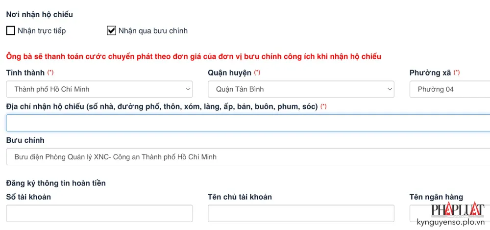 Đăng ký nhận hộ chiếu tại nhà. Ảnh: MINH HOÀNG Đăng ký nhận hộ chiếu tại nhà. Ảnh: MINH HOÀNG