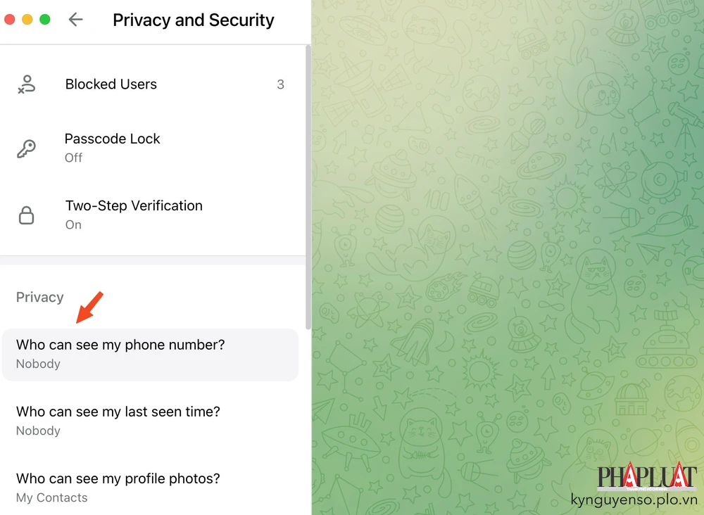 Ẩn số điện thoại trên Telegram bằng máy tính. Ảnh: MINH HOÀNG