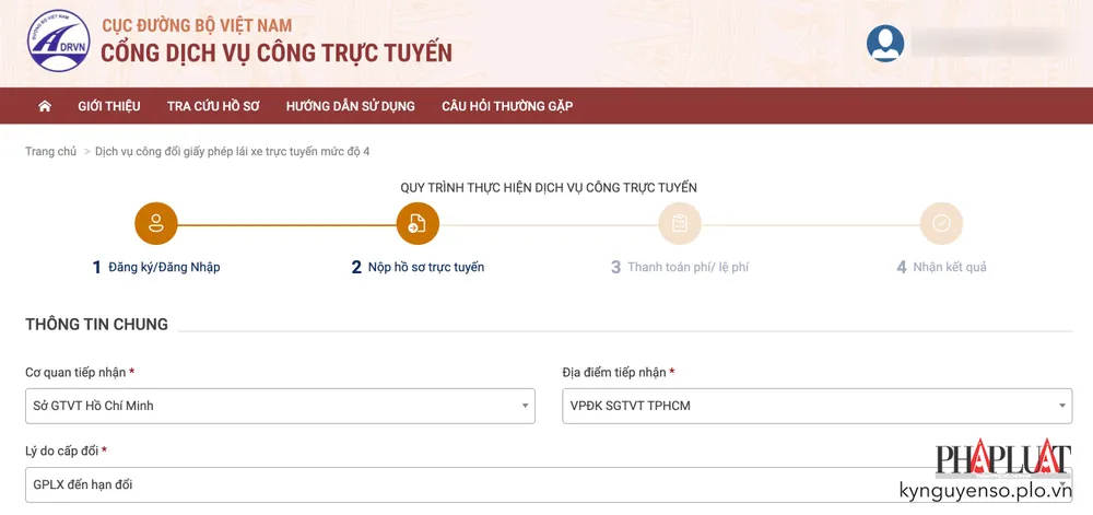 Cách đổi GPLX online thông qua cổng dịch vụ công trực tuyến. Ảnh: TIỂU MINH