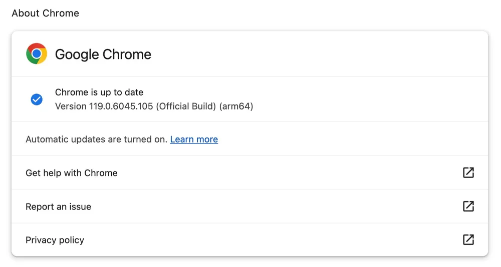 Cập nhật trình duyệt Chrome lên phiên bản mới nhất. Ảnh: TIỂU MINH