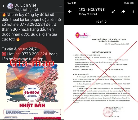 Tạo page giả mạo Du Lịch Việt để chào mời các tour du lịch giá rẻ bất ngờ.