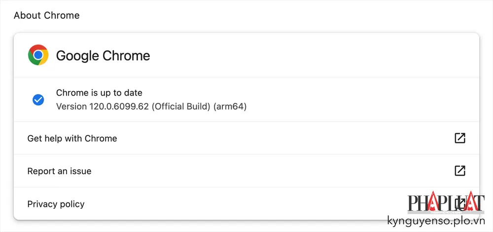 Cập nhật lên phiên bản Google Chrome 120. Ảnh: MINH HOÀNG