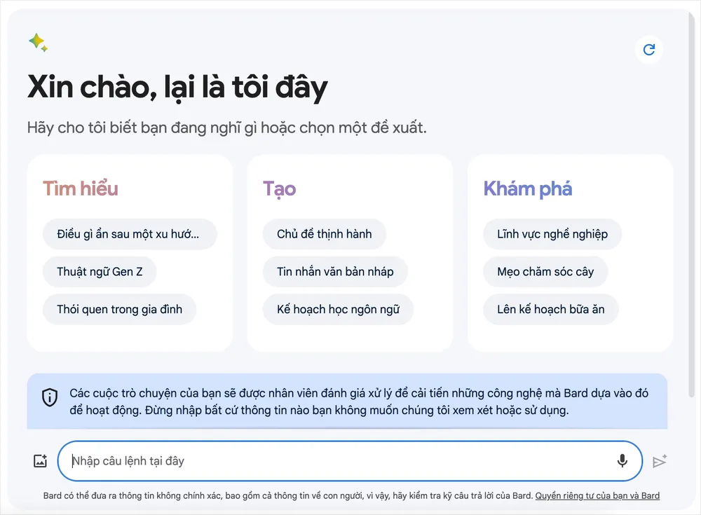 Gemini Pro hiện đã được tích hợp vào Google Bard. Ảnh: TIỂU MINH