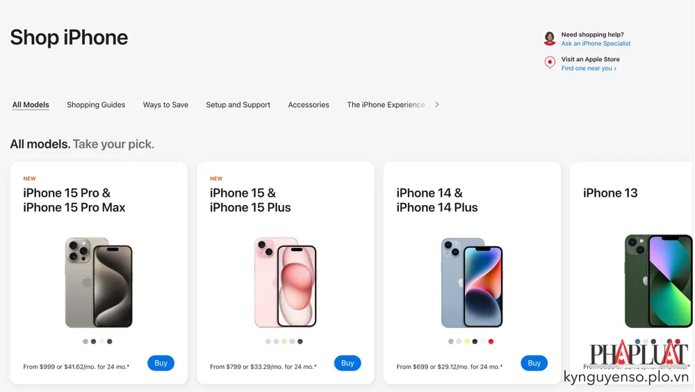 Apple “khai tử” iPhone 14 Pro và iPhone 14 Pro Max khỏi trang chủ. Ảnh: TIỂU MINH