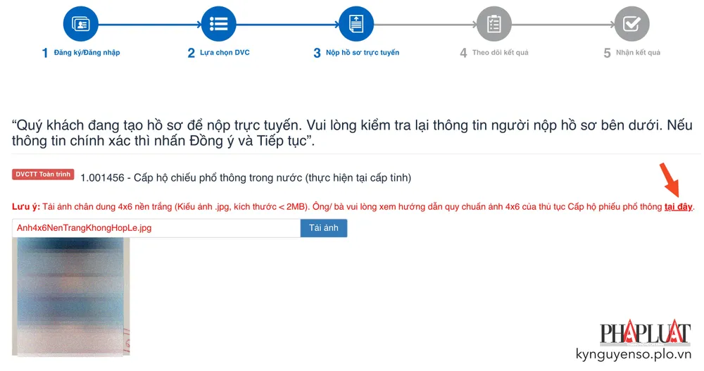 Tải lên ảnh chân dung và điền đầy đủ thông tin. Ảnh: MINH HOÀNG