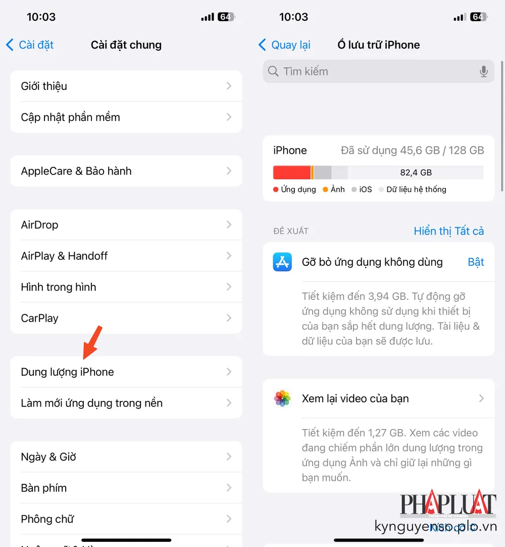 Lấy lại dung lượng lưu trữ để giúp iPhone chạy nhanh hơn. Ảnh: MINH HOÀNG Lấy lại dung lượng lưu trữ để giúp iPhone chạy nhanh hơn. Ảnh: MINH HOÀNG
