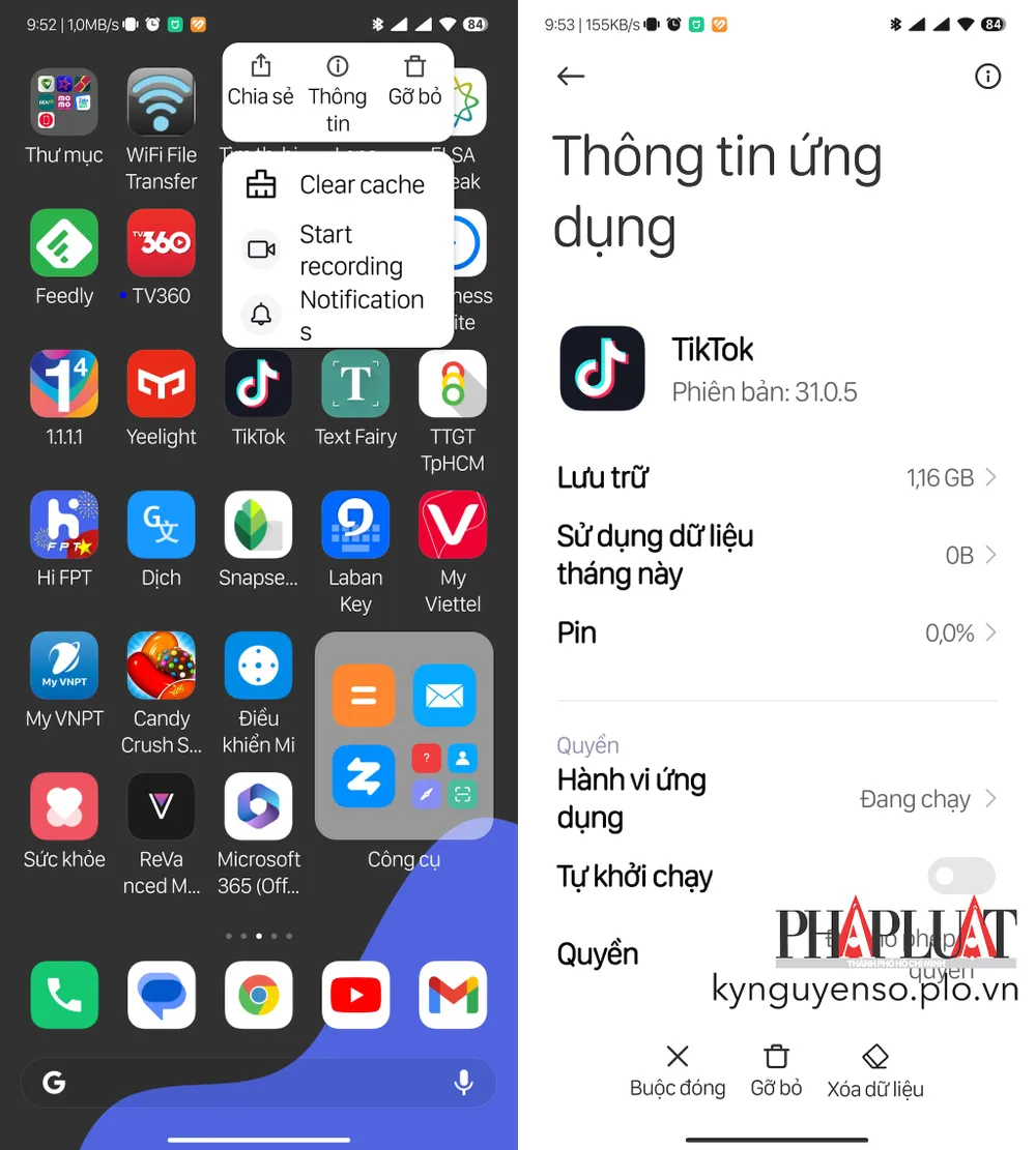 Xóa ứng dụng trên điện thoại Android. Ảnh: TIỂU MINH