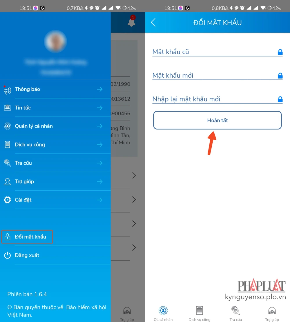 Đổi lại mật khẩu VssID sau khi đã được cấp lại. Ảnh: MINH HOÀNG