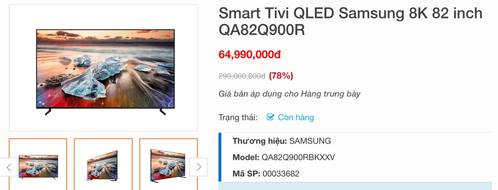 Nhiều mẫu tivi thông minh được giảm giá hơn 200 triệu đồng. Ảnh: TIỂU MINH