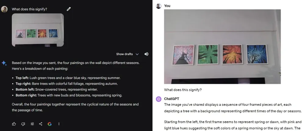 Google Gemini và ChatGPT phân tích hình ảnh. Ảnh: Android Authority Google Gemini và ChatGPT phân tích hình ảnh. Ảnh: Android Authority