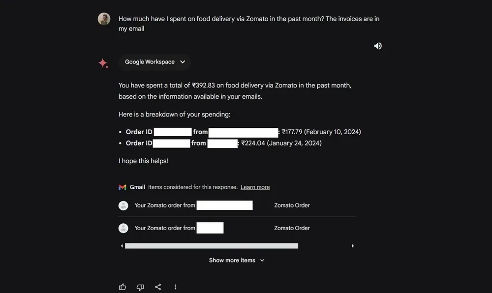 Yêu cầu Google Gemini đọc dữ liệu và tính toán. Ảnh: Android Authority Yêu cầu Google Gemini đọc dữ liệu và tính toán. Ảnh: Android Authority
