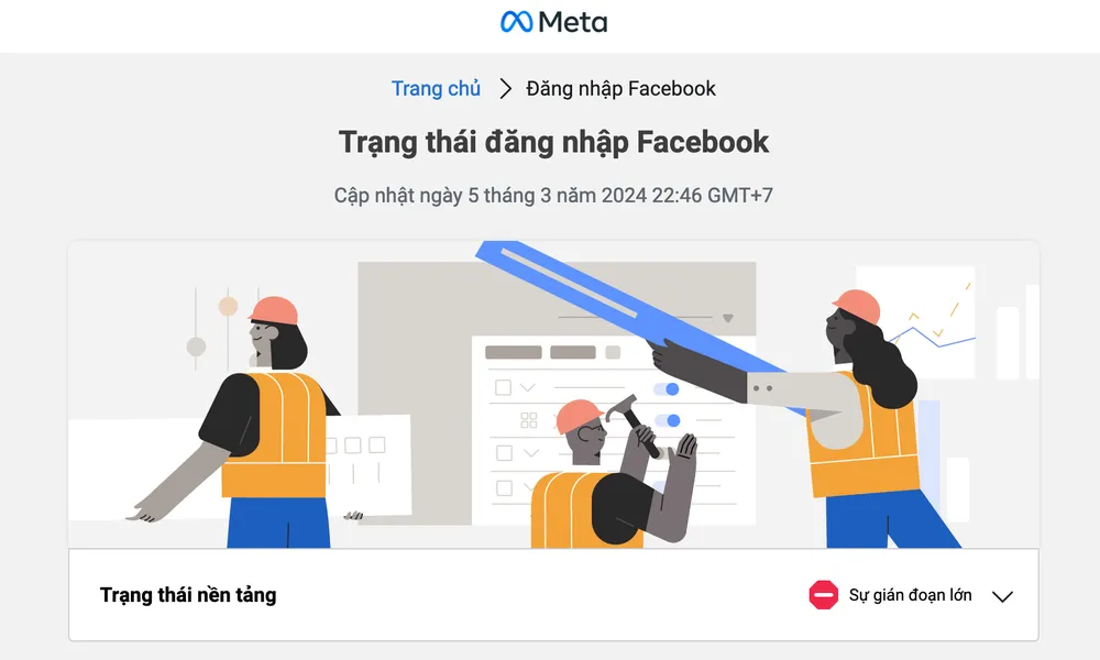 Nhiều dịch vụ của Meta gặp sự cố. Ảnh: TIỂU MINH