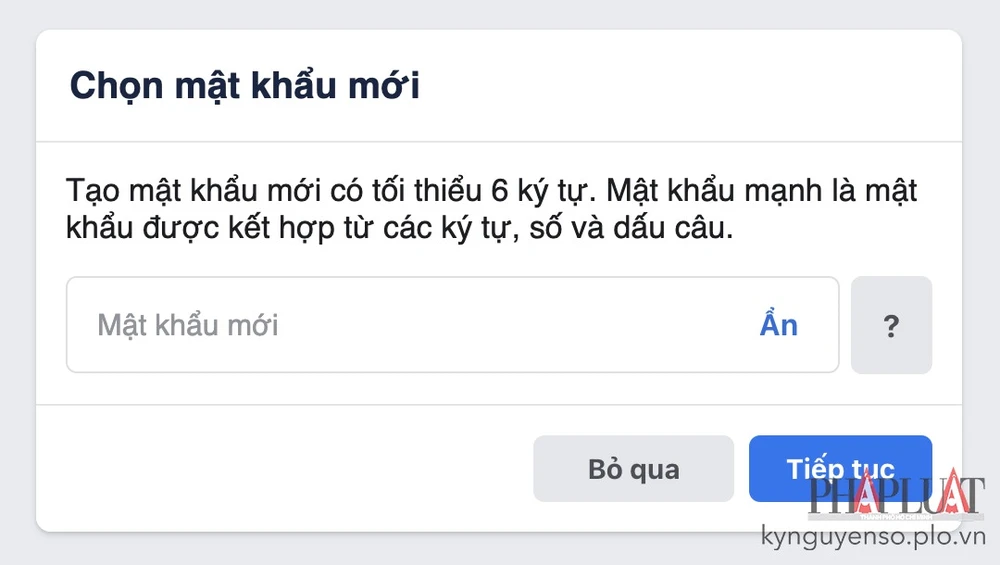 Đặt mật khẩu Facebook mới. Ảnh: TIỂU MINH Đặt mật khẩu Facebook mới. Ảnh: TIỂU MINH