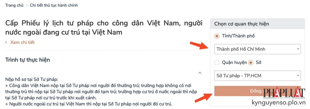 Chọn cơ quan thực hiện tương ứng. Ảnh: MINH HOÀNG