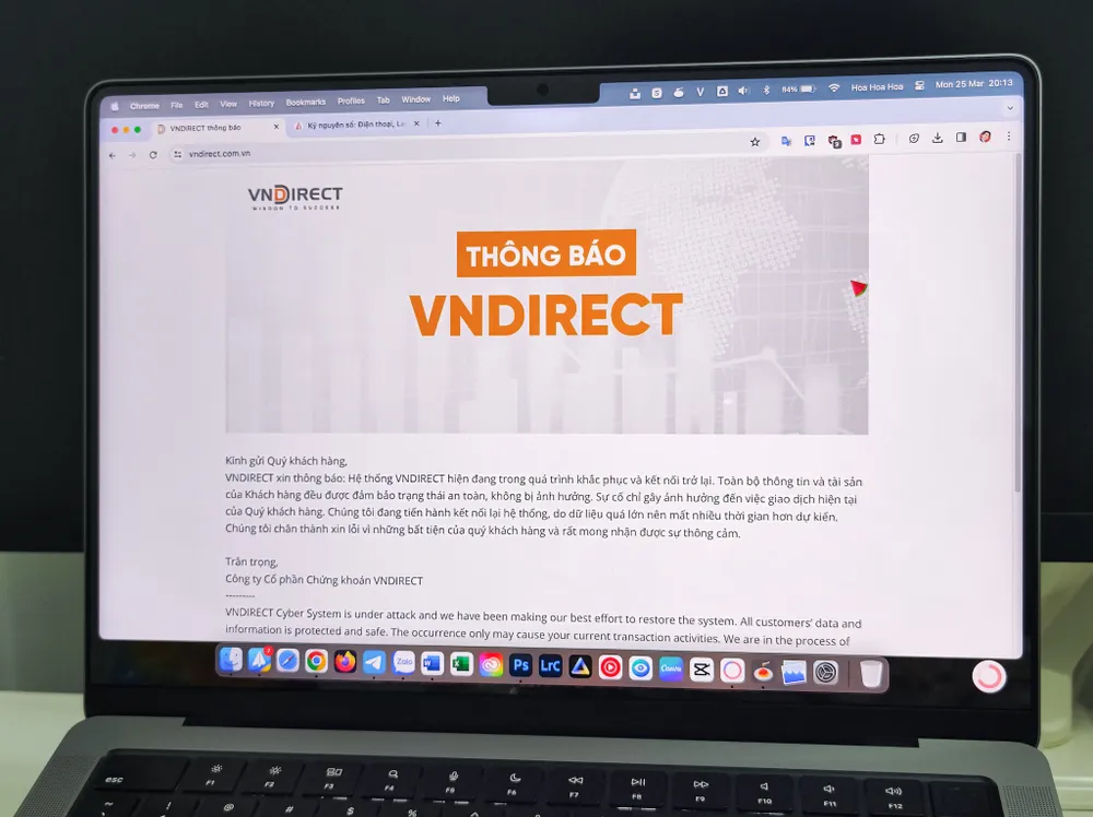 VNDirect bị tấn công từ 10h ngày 24-3. Ảnh: TIỂU MINH