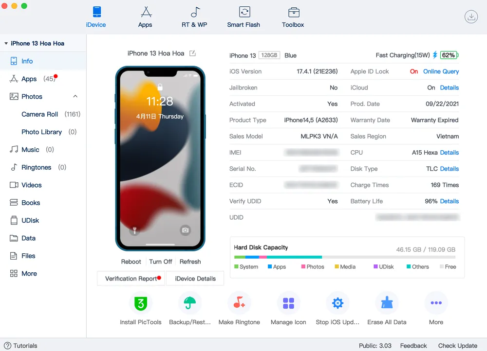 Tin công nghệ 11-4: Phiên bản 3uTools cho Mac. Ảnh: TIỂU MINH Tin công nghệ 11-4: Phiên bản 3uTools cho Mac. Ảnh: TIỂU MINH