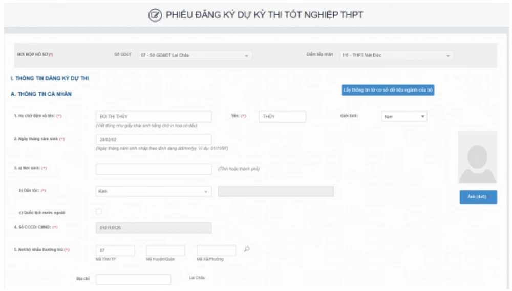 Phiếu đăng ký dự thi tốt nghiệp THPT năm 2024. Phiếu đăng ký dự thi tốt nghiệp THPT năm 2024.