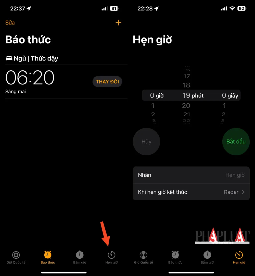Tạo nhiều bộ hẹn giờ trên iPhone. Ảnh: MINH HOÀNG Tạo nhiều bộ hẹn giờ trên iPhone. Ảnh: MINH HOÀNG
