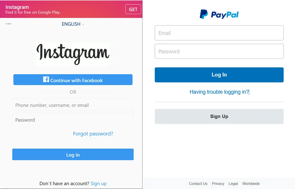 Ứng dụng Android giả mạo các trang đăng nhập của những dịch vụ nổi tiếng. Ảnh: SonicWall Capture Labs