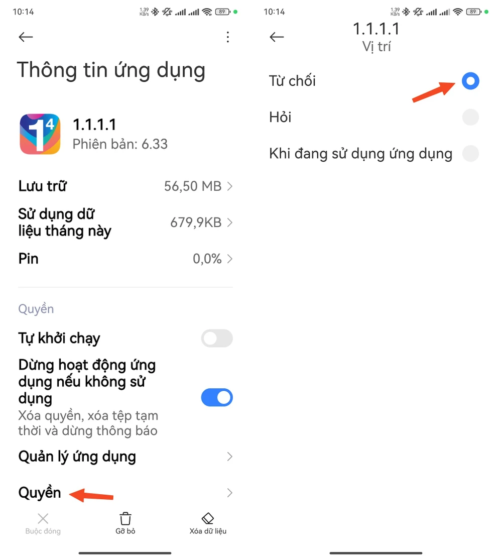 Thu hồi quyền truy cập vị trí của các ứng dụng không cần thiết. Ảnh: MINH HOÀNG Thu hồi quyền truy cập vị trí của các ứng dụng không cần thiết. Ảnh: MINH HOÀNG